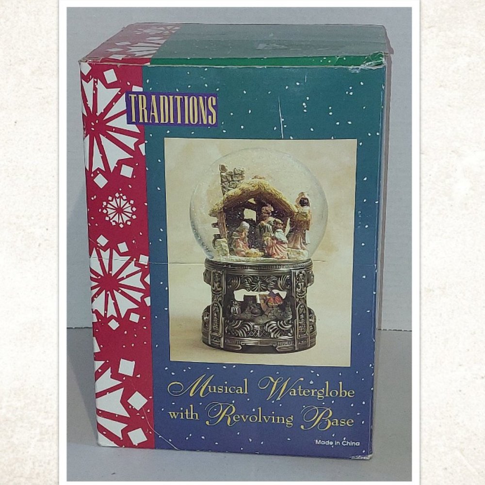 Traditions - Nativity Scene Musical Water Globe With Revolving Base